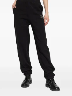 Pantaloni della tuta in cotone nero con logo