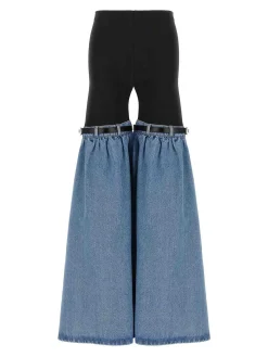 Pantaloni di bagliore in denim ibrido