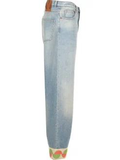Pantaloni di jeans con orlo jacquard
