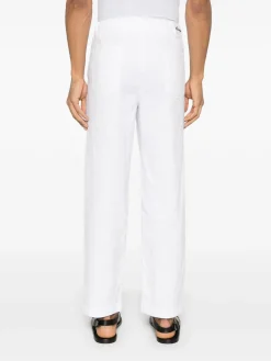 Pantaloni di lino e cotone bianco dritti