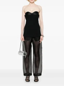 Pantaloni di organza di seta nera di Trenton
