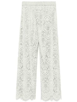 Pantaloni in pizzo verde con cintura elastica