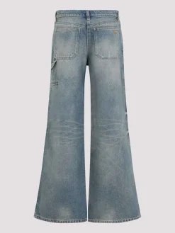 Pantaloni larghi in denim martello