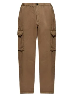 Pantaloni marroni in cotone e lino con tasche