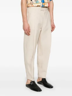 Pantaloni morbidi in lino beige