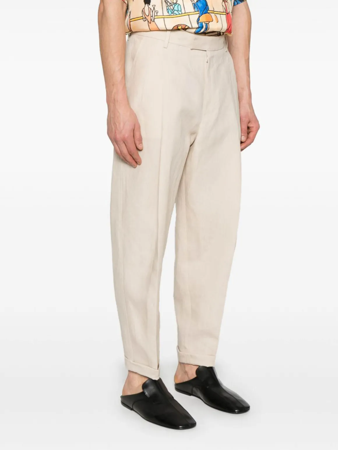 Pantaloni morbidi in lino beige