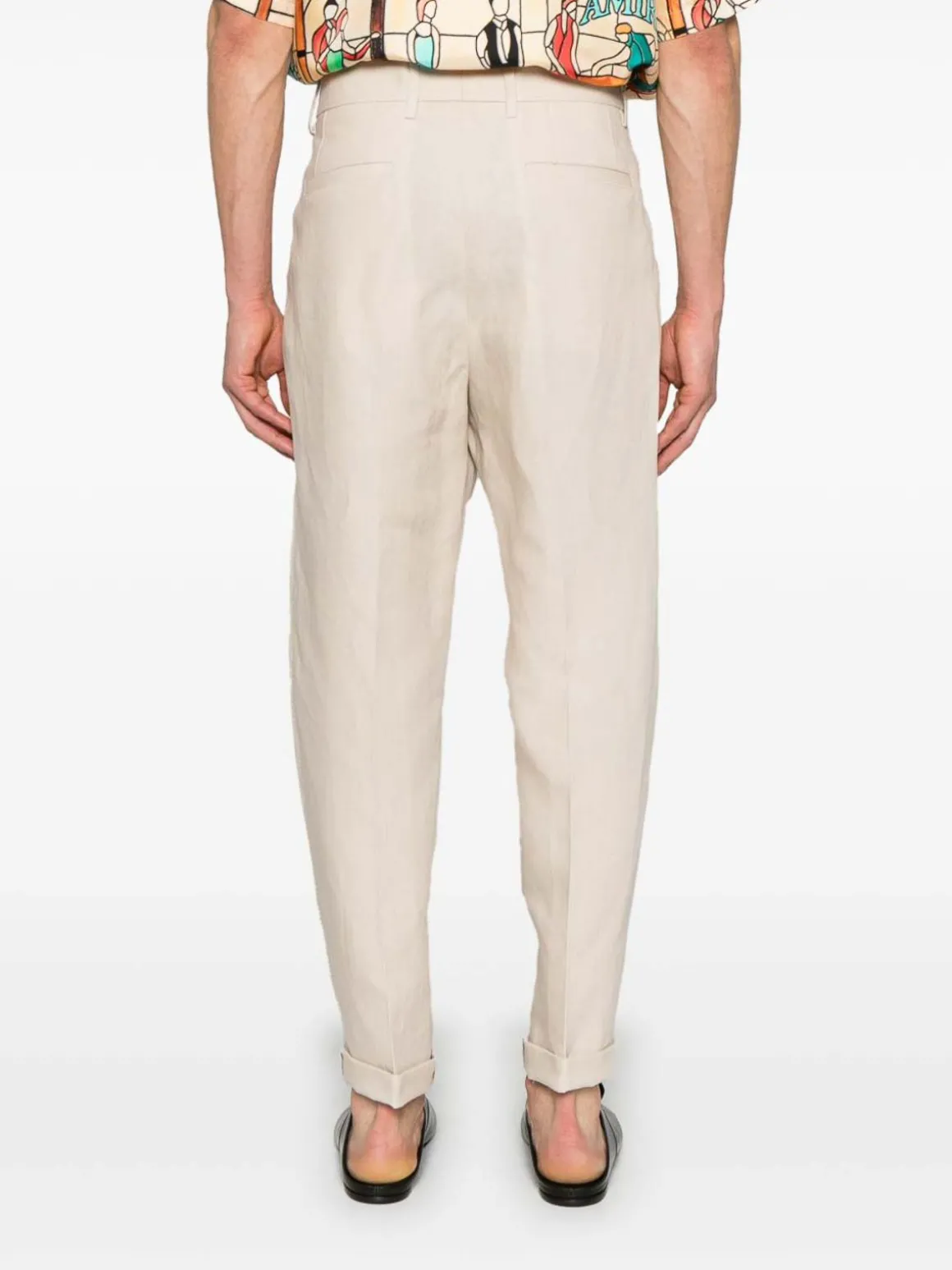 Pantaloni morbidi in lino beige