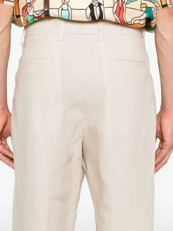 Pantaloni morbidi in lino beige