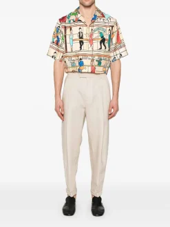 Pantaloni morbidi in lino beige