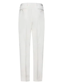 Pantaloni poplin bianco avorio e seta