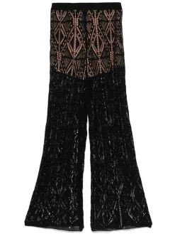 Pantaloni semi-perforati di cotone in nero