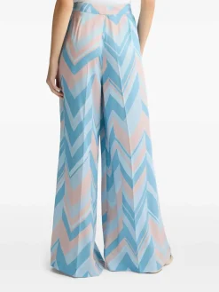 Pantaloni stampati azzurri e rosa morbidi