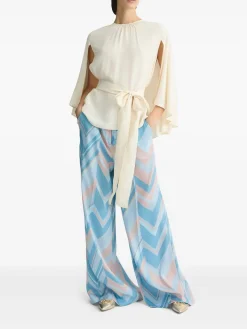 Pantaloni stampati azzurri e rosa morbidi