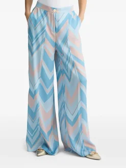 Pantaloni stampati azzurri e rosa morbidi