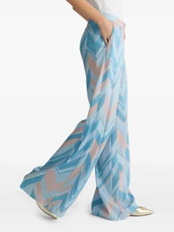 Pantaloni stampati azzurri e rosa morbidi