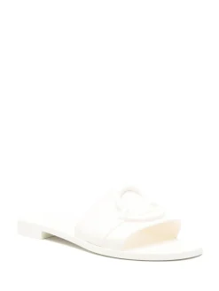 Pantofole bianche con logo Appliquio
