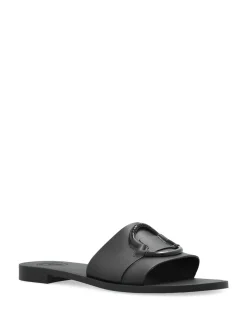 Pantofole nere con logo Appliquo