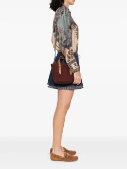 Piccola borsa di rafia marrone