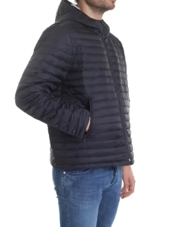 Piumino blu con cappuccio