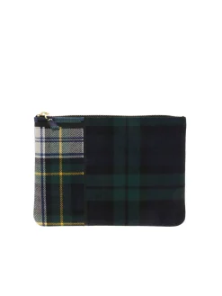 Pochette blu e verde motivo tartan