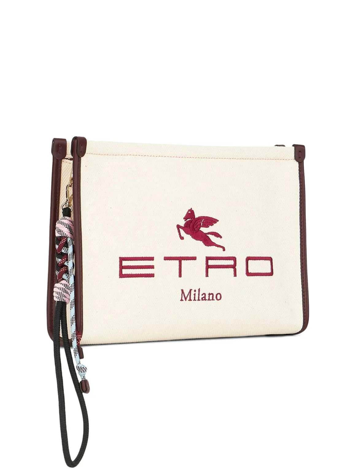 Pochette con zip logata e dettaglio logato