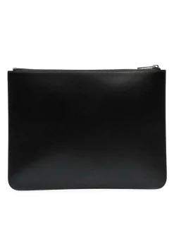 Pochette in pelle con logo