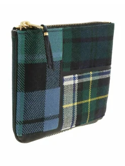 Pochette verde e blu motivo tartan