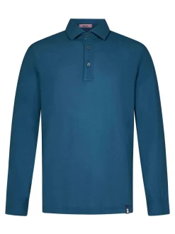 POLO a maniche lunghe in maglia verde acqua