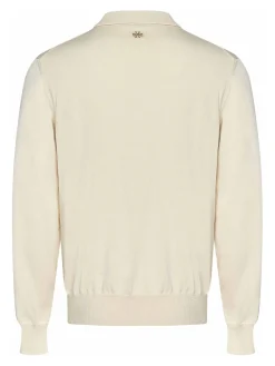 Polo a maniche lunghe in maglia color crema