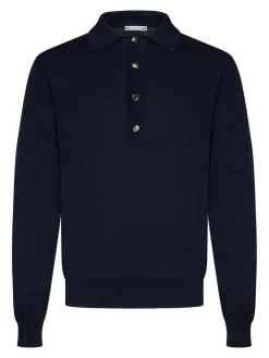 POLO a maniche lunghe in maglia blu navy