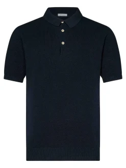 Polo a manichetta a maniche corte blu cotone