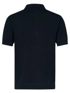 Polo a manichetta a maniche corte blu cotone