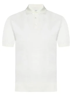 Polo bianco camicia in maglia di lana fine