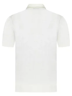 Polo bianco camicia in maglia di lana fine