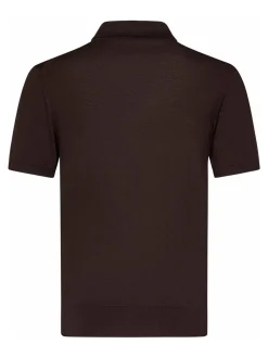 Polo marrone scuro camicia in lana sottile