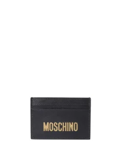 Portacarte in pelle con logo in metallo