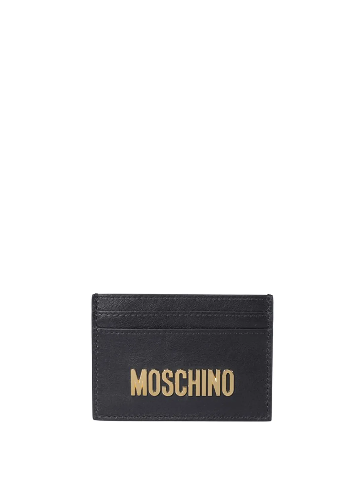 Portacarte in pelle con logo in metallo