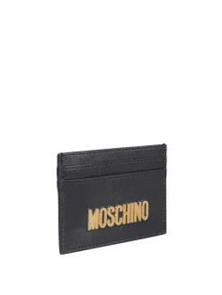Portacarte in pelle con logo in metallo