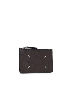Portacarte in pelle marrone