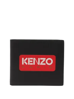 Portafoglio in pelle con logo frontale