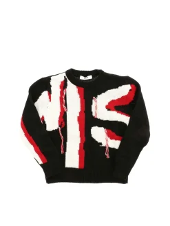 Pullover nero con ricamo logo