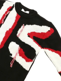 Pullover nero con ricamo logo