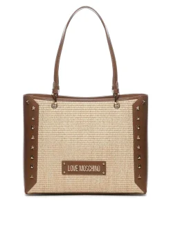 Raffia Shopper con borchie