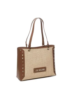Raffia Shopper con borchie