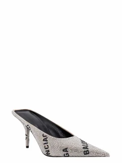 Sabot in camoscio con strass all over
