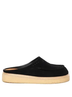 Sabot In Camoscio Nero Con Suola In Para