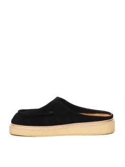 Sabot In Camoscio Nero Con Suola In Para