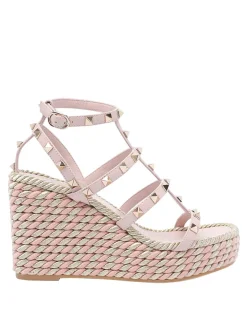 Sandali a cuneo rockstud rosa