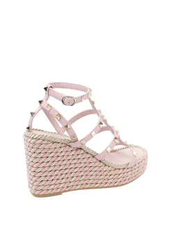 Sandali a cuneo rockstud rosa