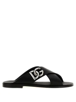Sandali in pelle con logo